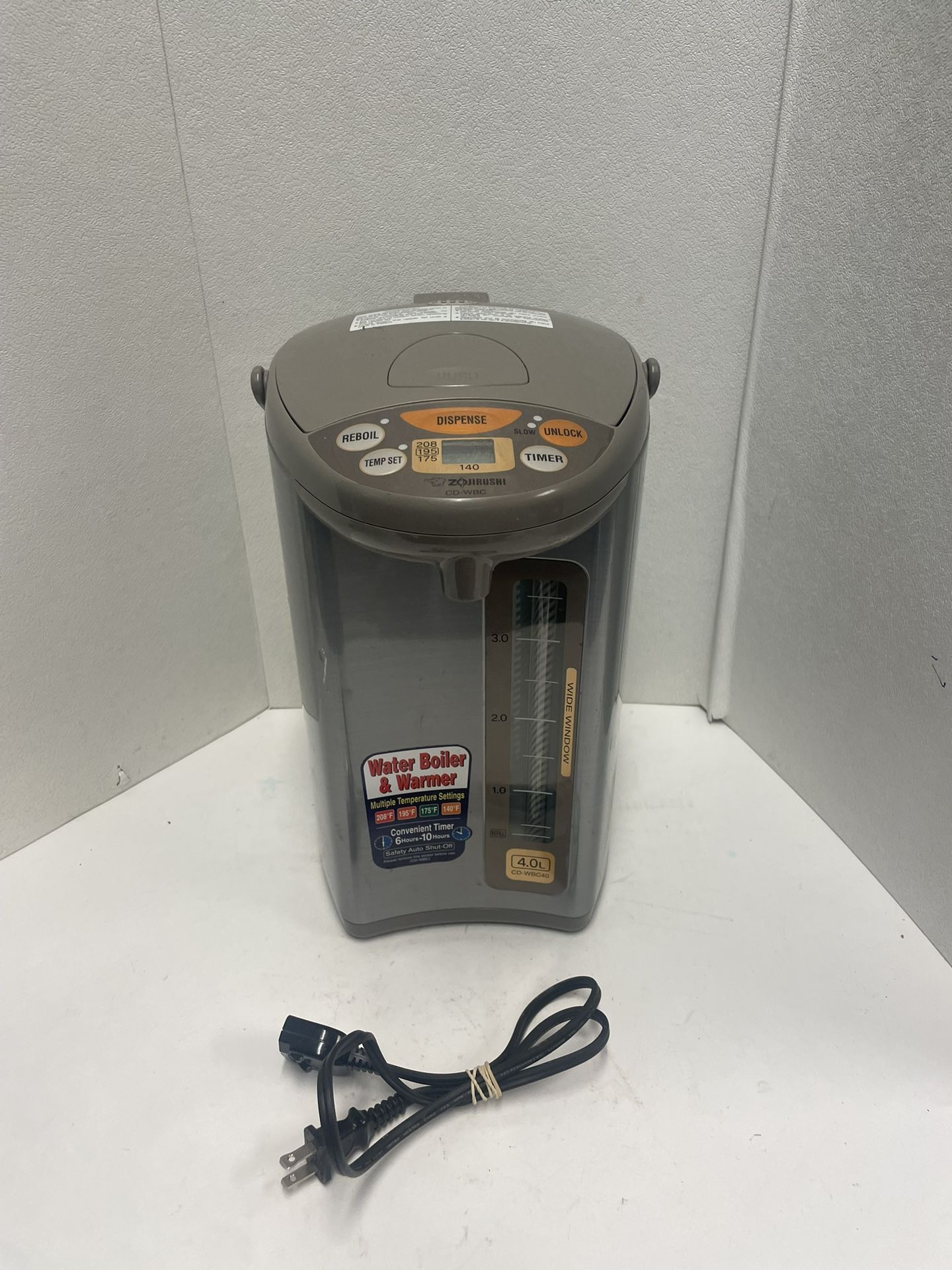 Zojirushi CD-WBC30 3.0 L WATER BOILER & WARMER W/ Cord Tested