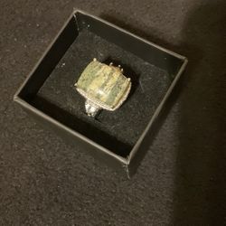 Solid STS 925 Green Swiss Opal Stone Ring..Size8