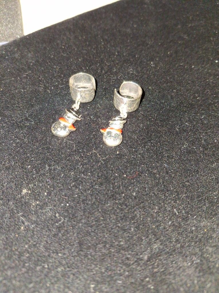 Dangling Snowman Ear Cuffs