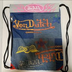 Von Dutch Drawstring Bag And Side Zipper 18"x13"