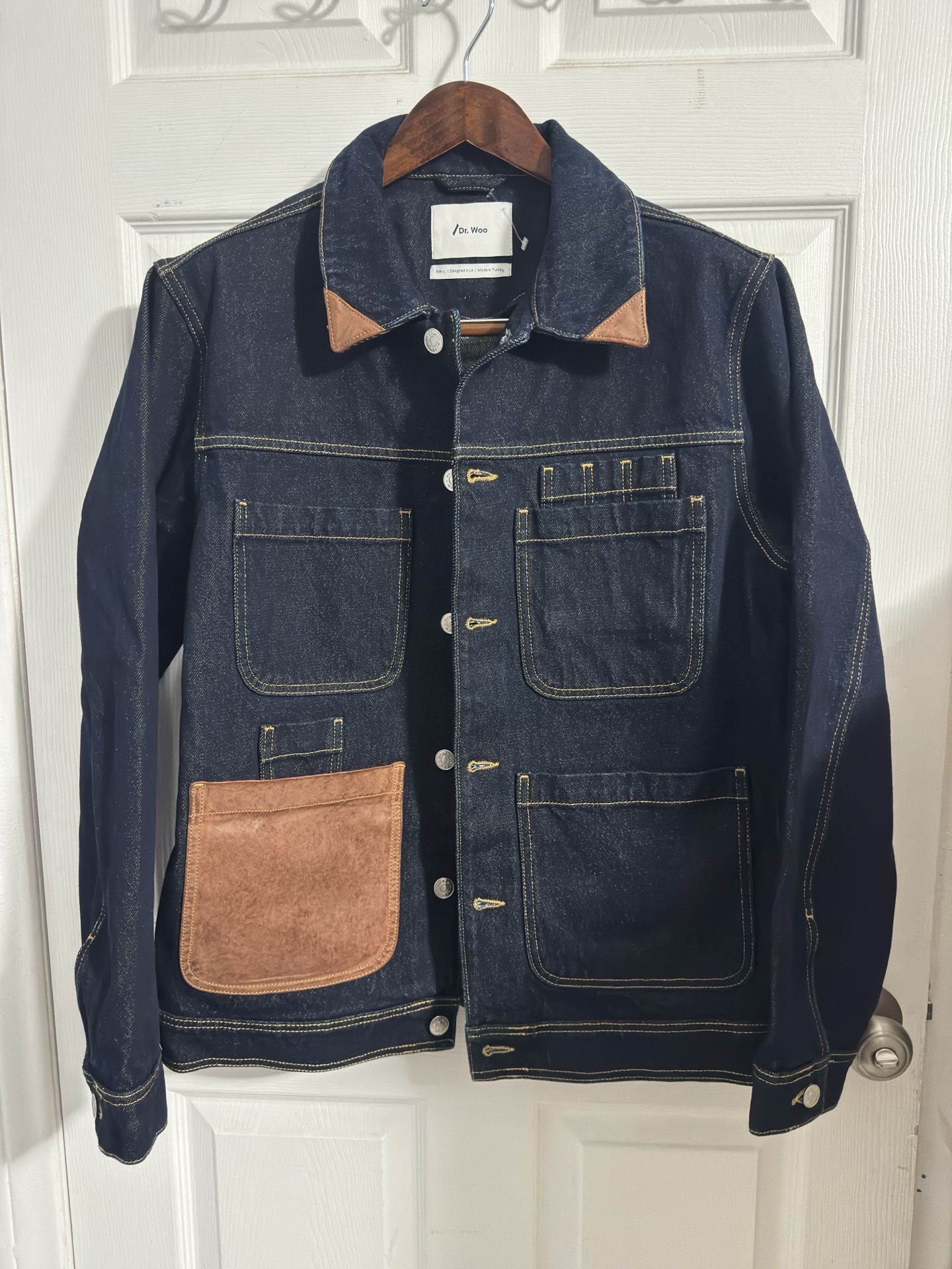 H&M x Dr Woo x Nyden Raw Denim And Leather Jacket