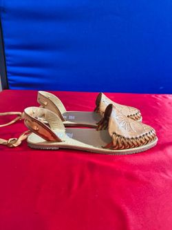 Huarache de Pulsera - Tan Printed Sunflower (Size 8)
