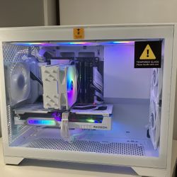 custom white gaming pc, 9060xt & i5 12600kf