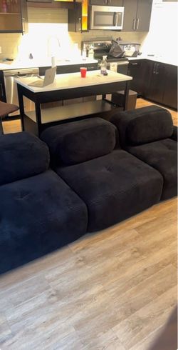 Black corduroy couch