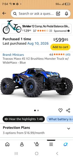 Traxxas Maxx 4S V2 Brushless Monster Truck Blue