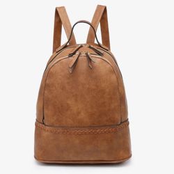 Jen & Co. Elegant Tan Vegan Leather Backpack