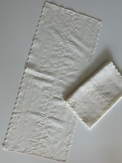 Vintage White Eyelet Dresser Scarf Set (3 Pieces)