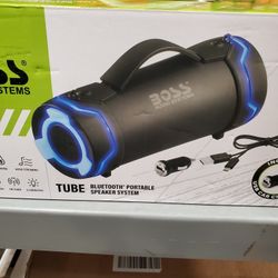 BOSS AUDIO TUBE SYSTEM SPEAKER BLUETOOTH PORTABLE WITH CABLE CHARGER