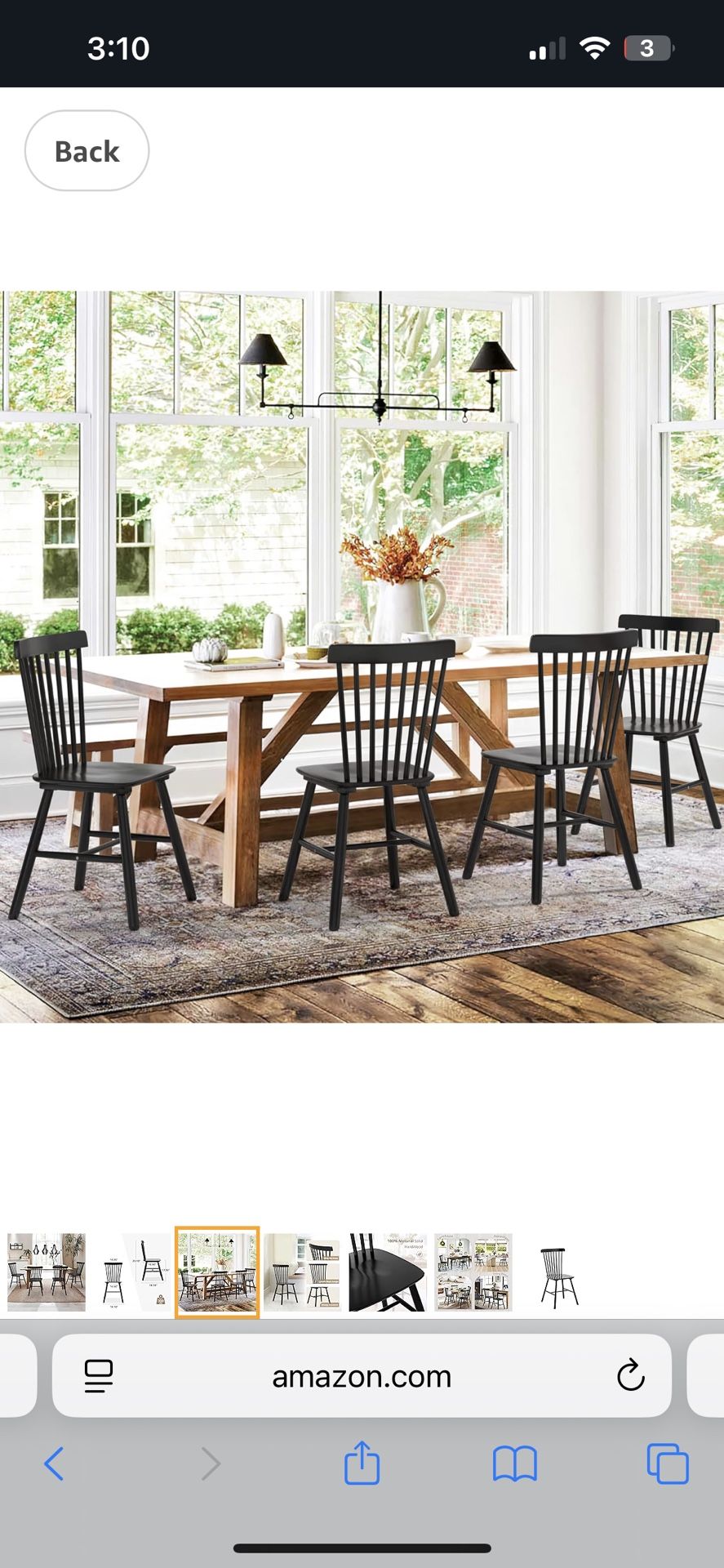 Windsor Dining Chair Set of 4, Spindle Back Wooden Chairs for Kitchen and Dining Room, Restaurant, Cafe, Hotel, Black