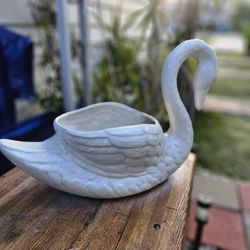 Large Swan Flower Pot White Porcelain Ceramic