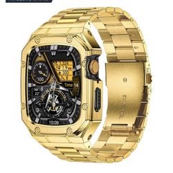 BAITEYOU Stainless Steel Watch Band With Case Compatible With Apple Watch Series SE 6 5 4 3 2 1 (42mm 44mm), Rugged Strap With Metal Protective Bumper