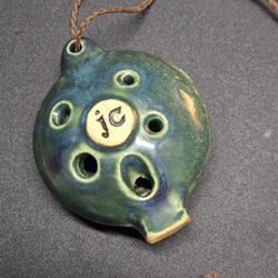 John Coiner Potter Ceramic Clay Ocarina  Whistle Necklace