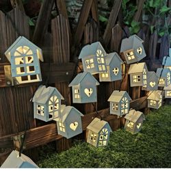 Decor Outdoor Light Solar with 20 Wooden Houses