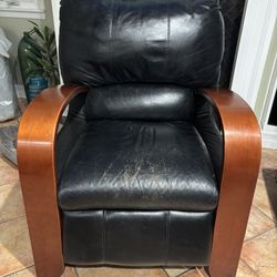 Solid Wood And Leather Armchair 