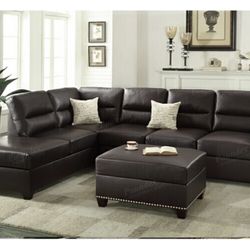 Brown Sectional Sofa With Ottoman 