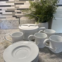 New In Box! Teavana Gone Porcelain Very Uniquely Handmade! Set For 4