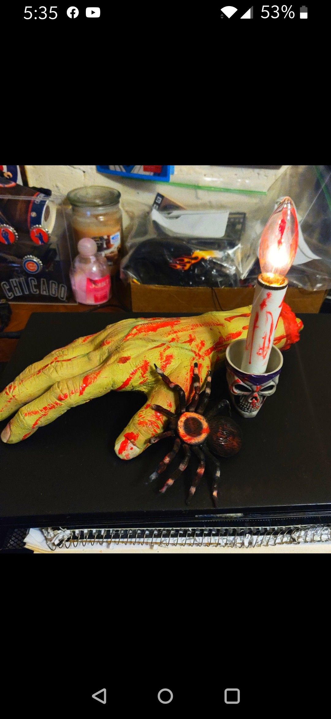 Halloween Prop: Quality Zombie hand, spider, battery candle, firm, ship available