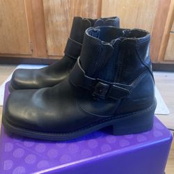 Diesel black leather boots size 10