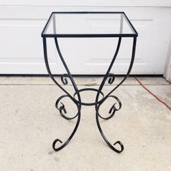 Vintage Wrought Iron Table With Glass Top