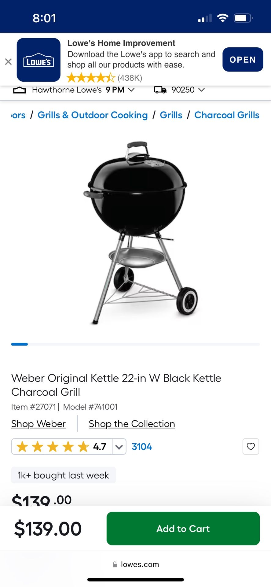 Weber Black Kettle Charcoal Grill