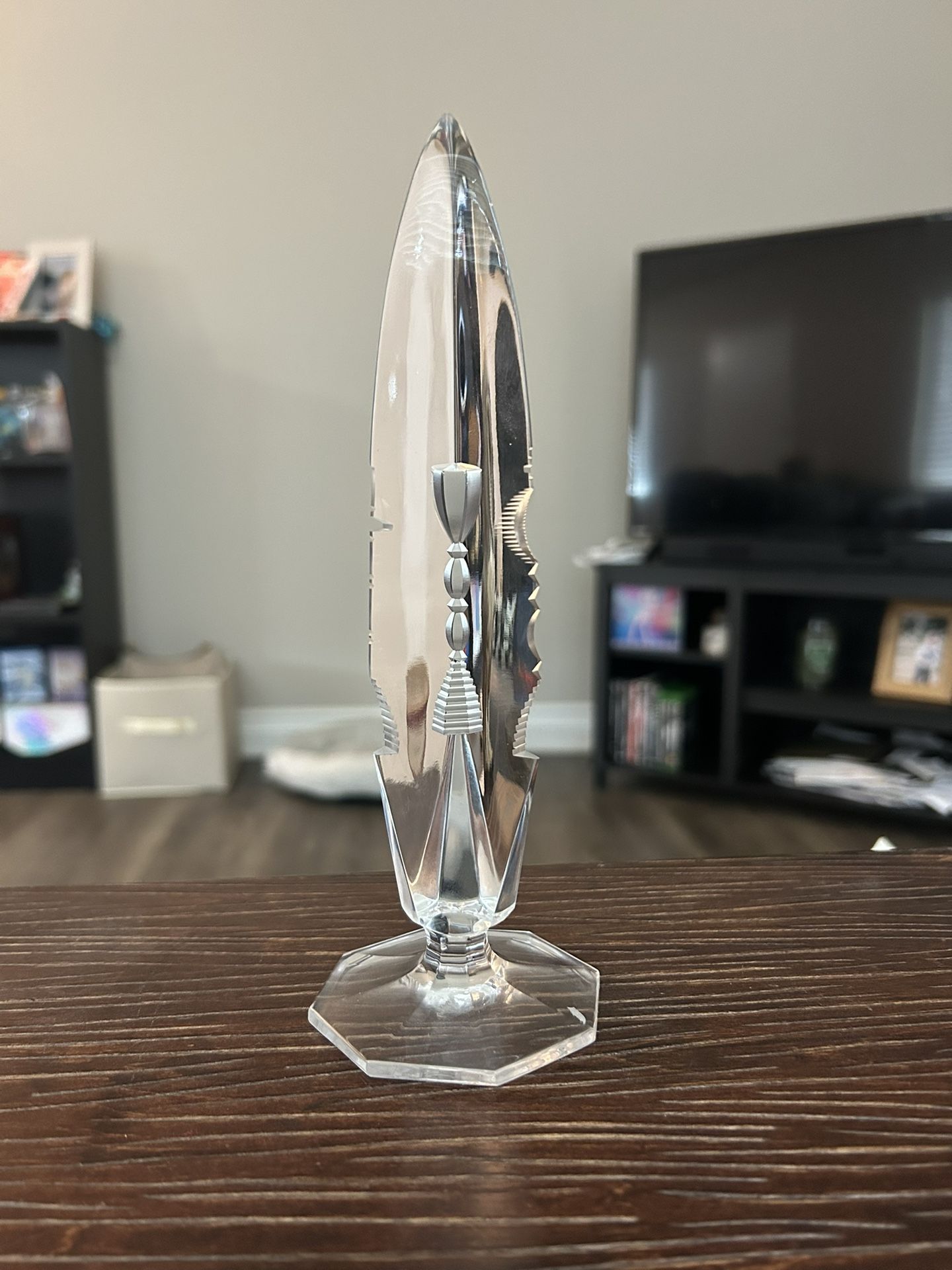 Vintage Crystal Obelisk Has THREE Different views of a cross Unsigned Beautiful Religious Statue