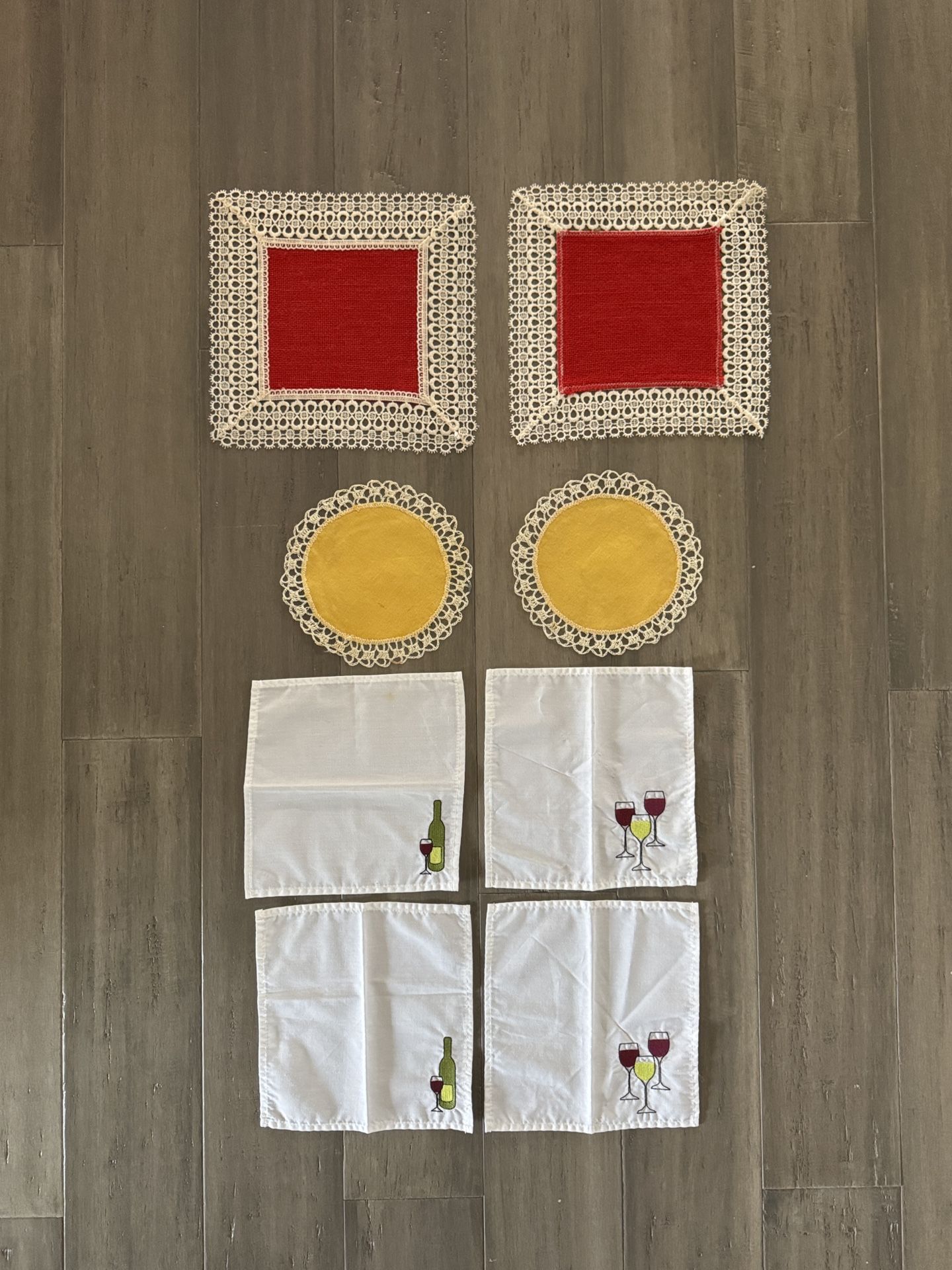 handmade linen lace doily , coffee table decor