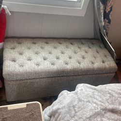 Bench, Beautiful Light Gray, Well Built, And Storage.Branford