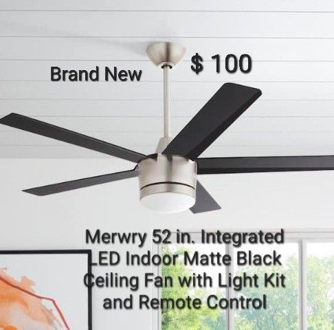 Brand New Mervy 52 Ceiling Fan Integraded Led And Remote Control