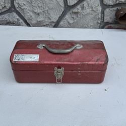 Vintage Red Metal Tool Box