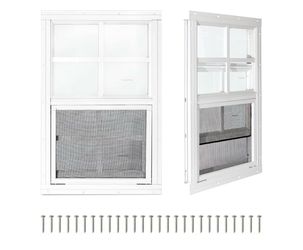 2 Pack Shed Windows, 12" × 18" Small Sliding Windows, Flush Mount Windows with Tempered Glass and Fiberglass Screen for Shed, Chicken Coop, Playhouse,