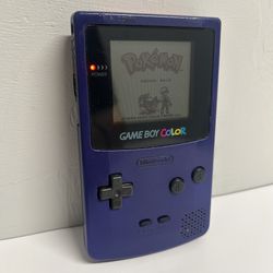 Nintendo GameBoy Color Grape Purple Tested Working With Pokemon Red Spanish