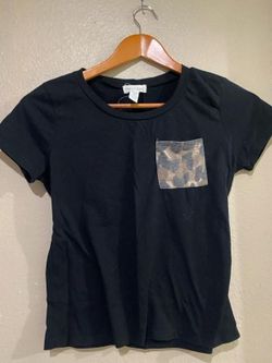 Girls top cheetah print pocket small