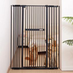 No Pawblems 55.1" Extra Tall Pet Gate for Cat/Dog, 29.9-44.4" Wide Auto Close Tall Cat Gate, NO Drilling Pressure Mounted for Doorways/Hallways, 1.37"