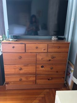 Wood Armoire with Drawers and Cabinet Door