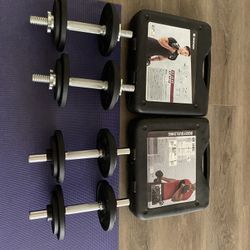 1 Pair Of 44lb Adjustable Weight Dumbbells 