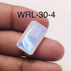 White Rainbow Moonstone Facetted Cut Stone Rectangle Shape Gemstone-WRL-30-4