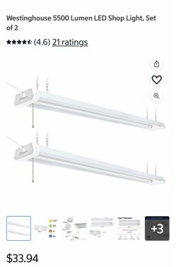 lumen LED shop light, set of two Westinghouse 5500 lumen LED shop light, set of 2