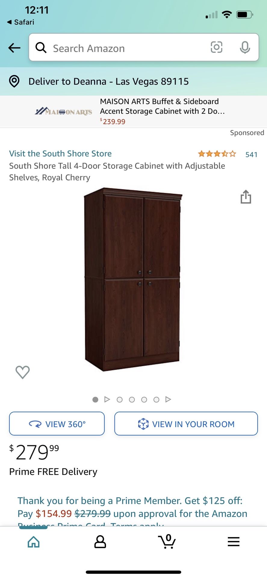 4 Door Storage Cabinet/Closet Cherry