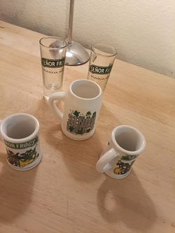 5 vintage Senor Frogs Mazatlan Mexico shot glasses or shot mugs. Brand new