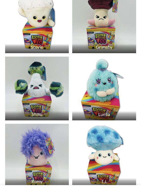 Living On The Veg 6" Mushroom Plush.   Variety $8 Each Or Hard To Find Series 1 Whole Collection $100, The Stuffed Plush Toy