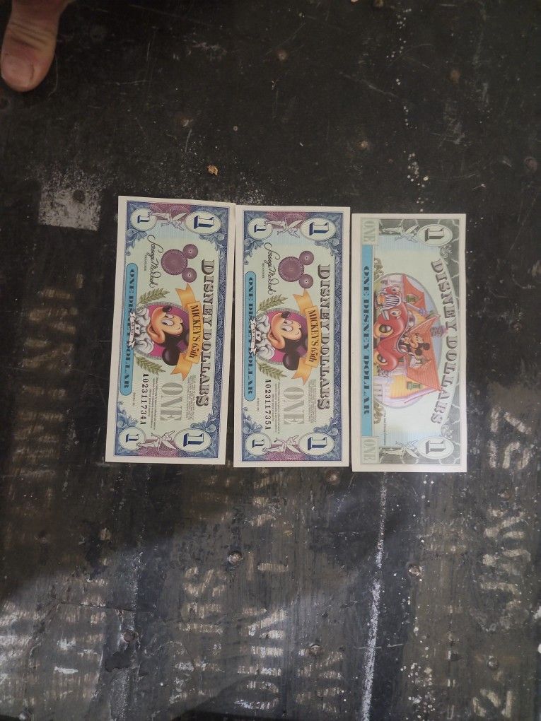 Disney DOLLARS from 1993!!! X3
