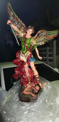 3 1/2 Feet tall San Miguel Archangel made in Guadalajara Mexico made out of ( Recina de fibra)