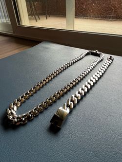 Stainless Steel Cuban Link necklace and bracelet