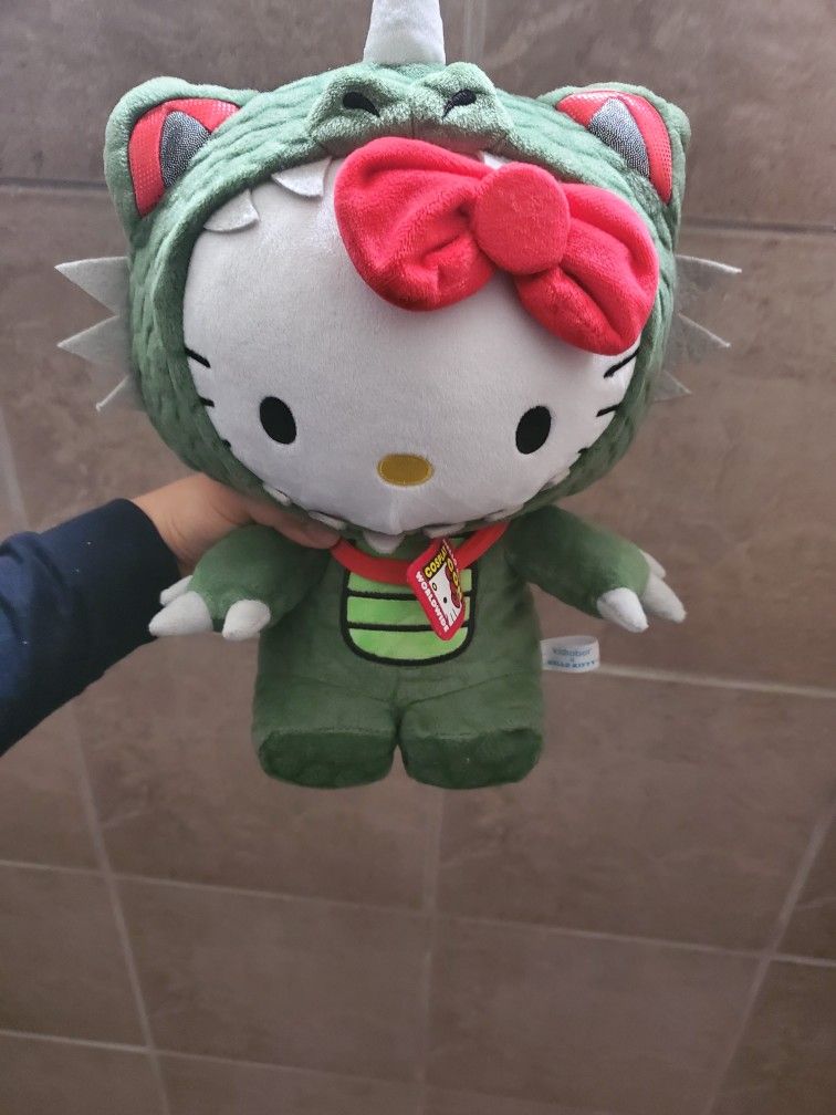 Hello Kitty Green Kaiju Monster Costume Plushie( Removable Hoodie)