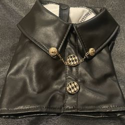 Dog/cat Black Leather Jacket - Medium 