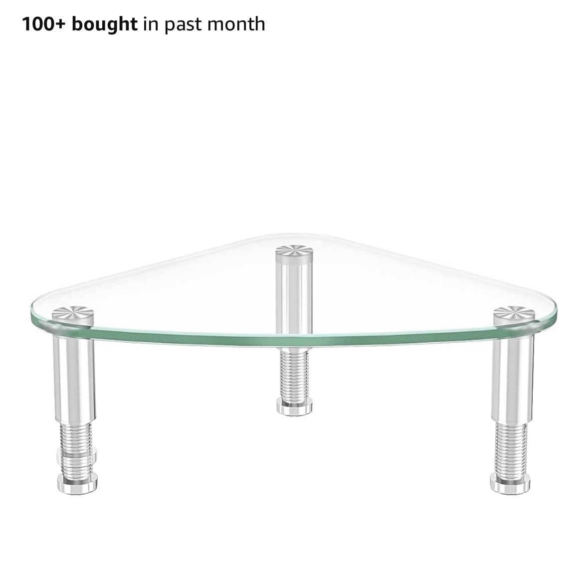 Clear Glass Computer Monitor Riser / Triangle Desktop Universal Corner Stand for Computer Monitor & Laptop