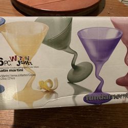 6pc Watusi Glassware Set, Zig-zag Stem, Great Colors