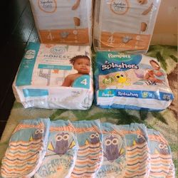 Size 4 Diapers & Water Diapers