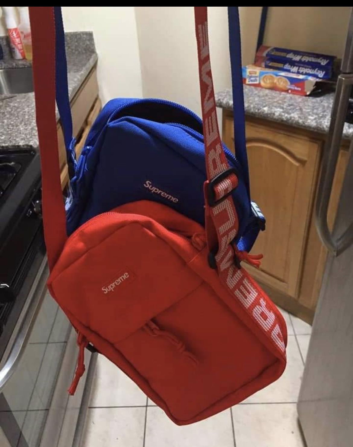 Red And Blue Supreme Ss18 Fanny Packs