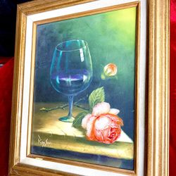 Beautiful original signed oil painting by Roy Son H13.25/10xL11.25/8.25 inch Lbs1.2 Beautiful oil painting, wood framed signed by Roy Son Decorative p